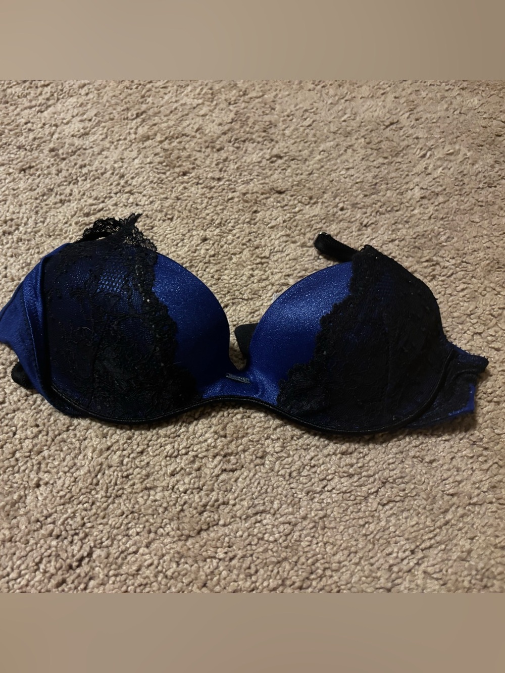 Victoria's Secret Push-Up Demi Bra Blue & Black 32B